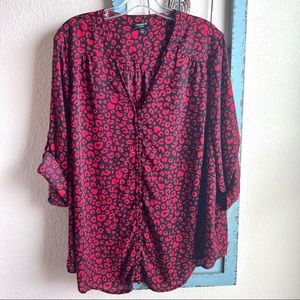 Torrid Harper Red and Black Button Front Blouse